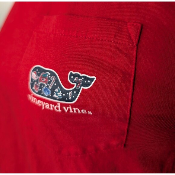 Vineyard Vines Youth Size 18 (XL) Christmas T-Shirt Whale Long Sleeve Pocket - Picture 5 of 8